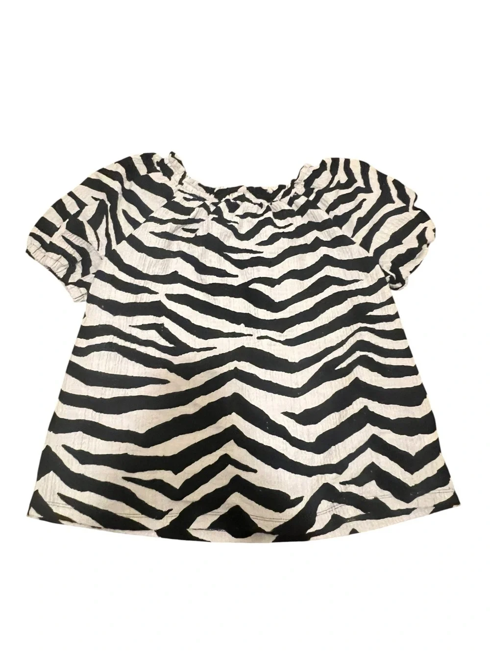 LOFT Zebra Print Smocked Puff Sleeve Top M